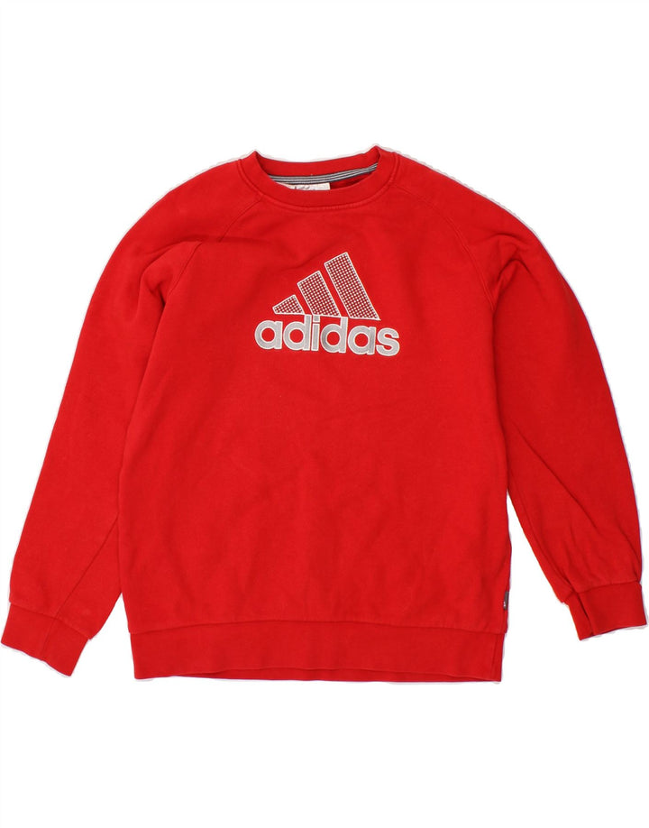 ADIDAS Boys Graphic Sweatshirt Jumper 13-14 Years Red Cotton Vintage Adidas and Second-Hand Adidas from Messina Hembry 