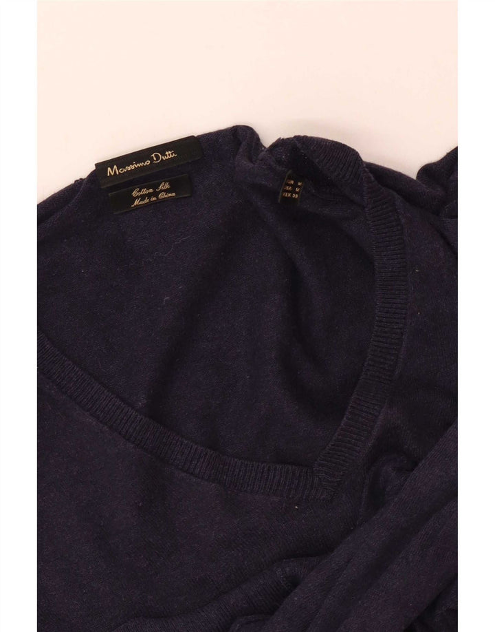 Maglione maglione da uomo con scollo a V Massimo Dutti blu navy medio