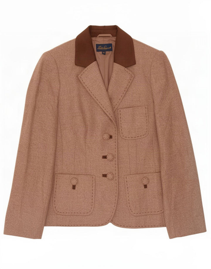 Giacca Blazer a 3 Bottoni da Donna Luisa Spagnoli IT 42 Lana Marrone Medio