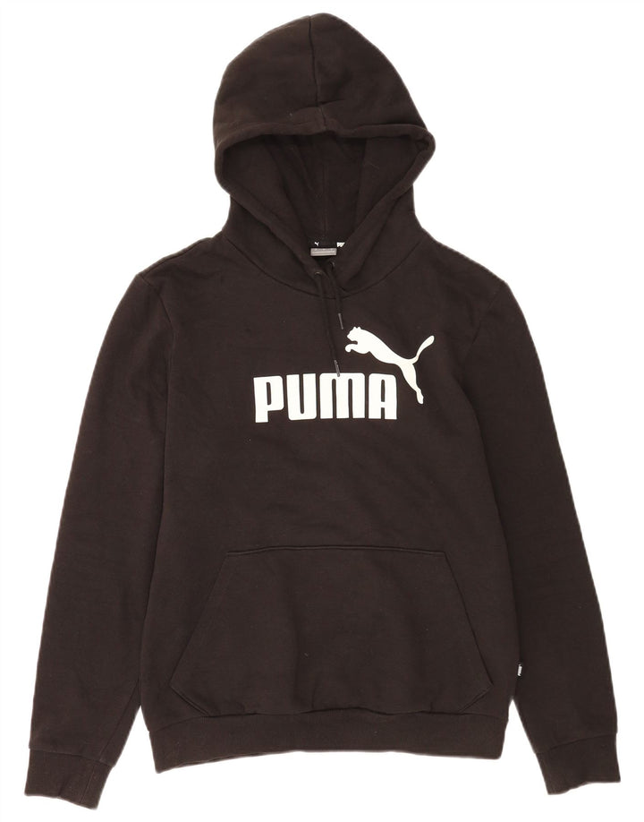Felpa con cappuccio grafica da uomo Puma piccola in cotone nero