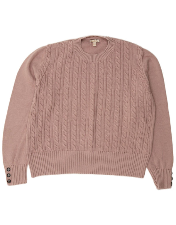 Maglione maglione girocollo da donna Barbour UK 16 grande cotone rosa
