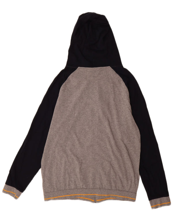 Felpa con cappuccio e zip da uomo Hugo Boss XL in cotone color block grigio