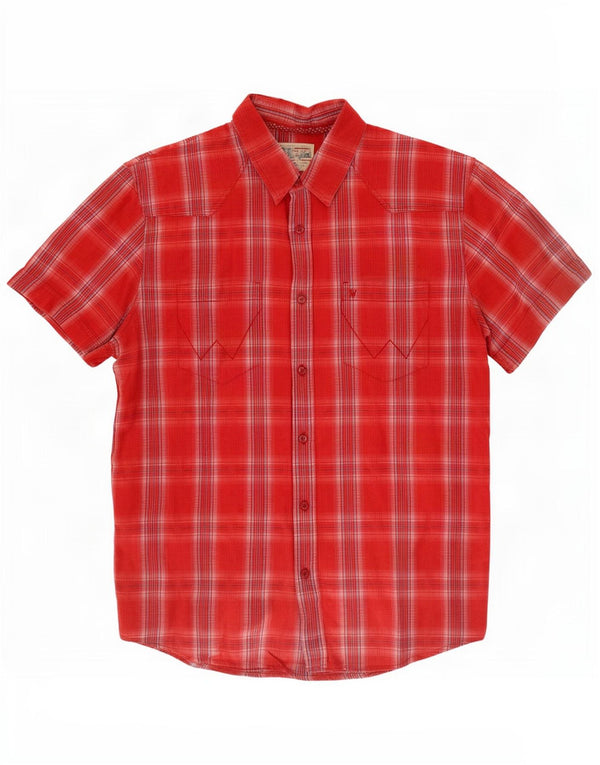 Camicia a maniche corte da uomo Wrangler XL in cotone a quadri rossi