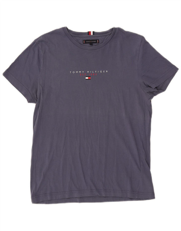 T-shirt grafica da uomo Tommy Hilfiger Top in cotone blu navy medio