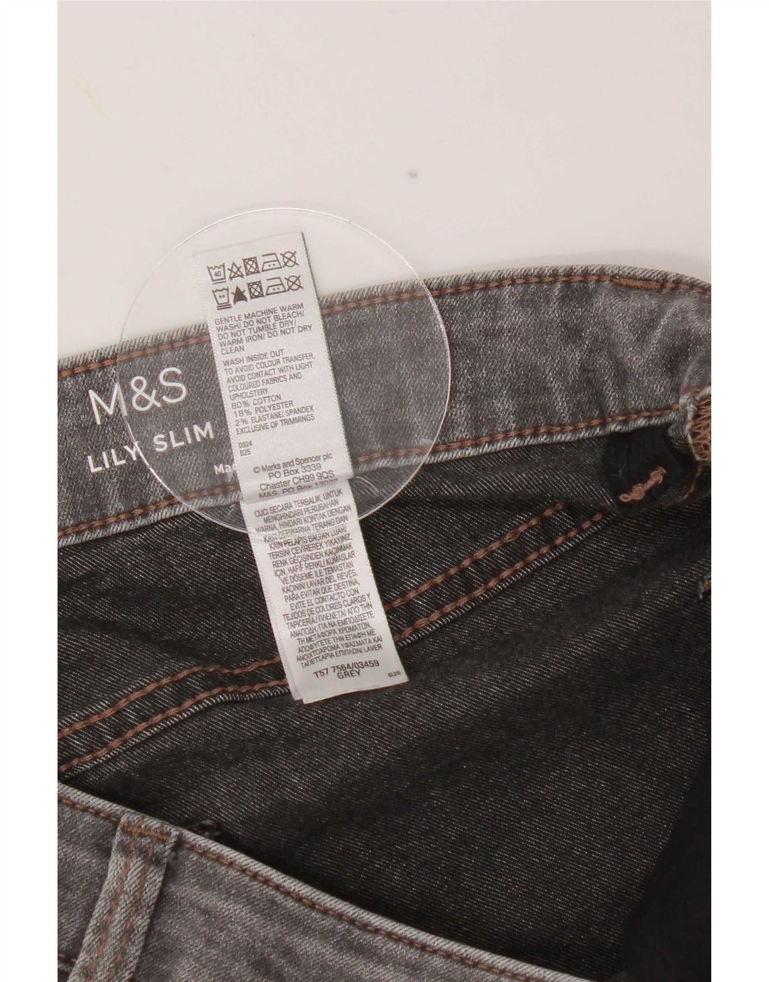 Jeans Marks & Spencer da donna Lily Slim UK 12 medio W30 L29 cotone grigio