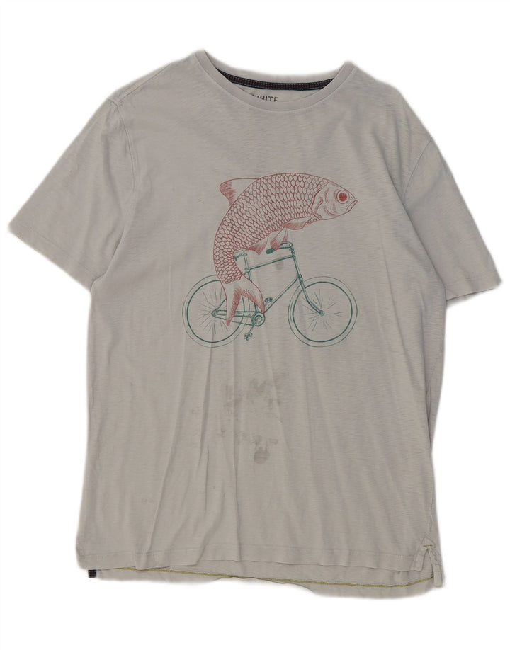 T-shirt grafica da uomo White Stuff in cotone grigio medio