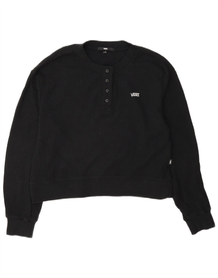 Felpa da donna Vans oversize con collo corto e bottoni, maglione UK 10, piccola, nera