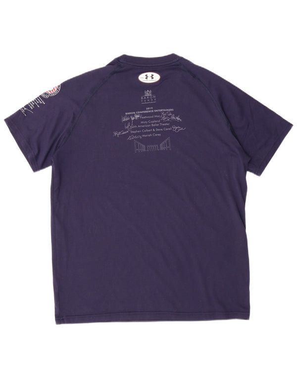 UNDER ARMOUR T-shirt grafica ampia da uomo Top piccolo in poliestere blu navy