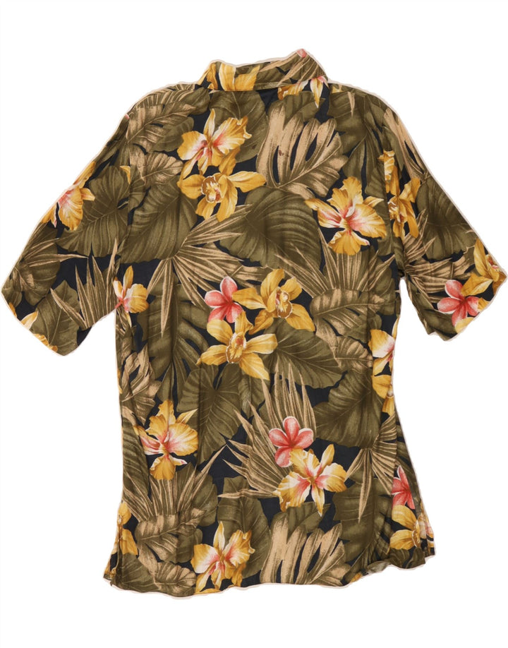 NEW FAST Womens Short Sleeve Shirt Blouse EU 38 Medium Khaki Floral Vintage New Fast and Second-Hand New Fast from Messina Hembry 