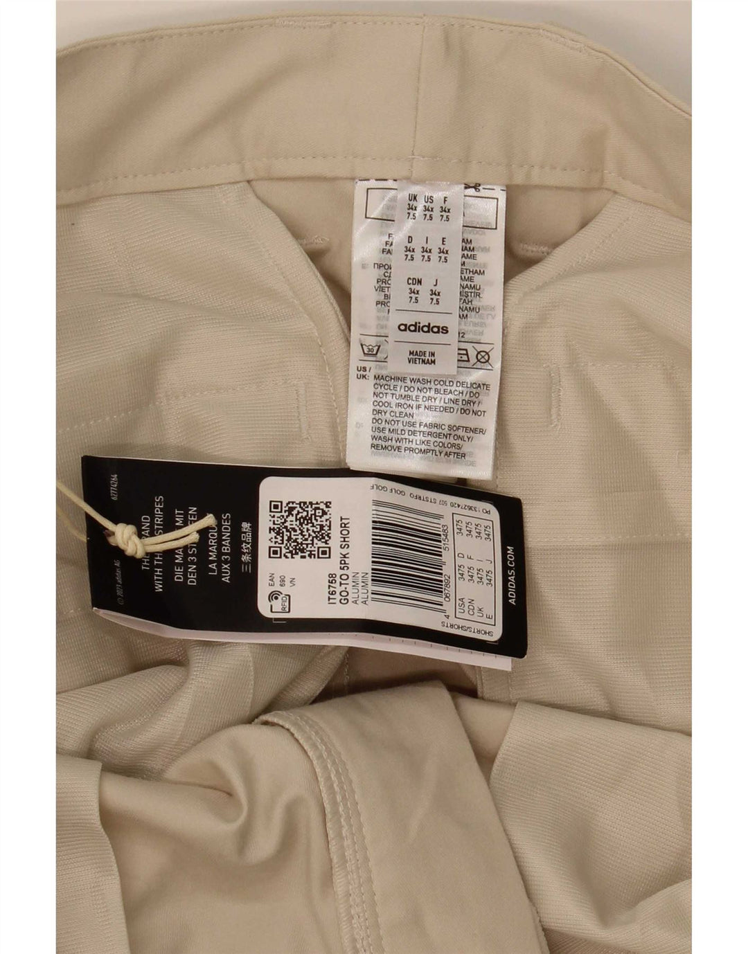 Pantaloncini chino da uomo Adidas W34 grandi in cotone beige