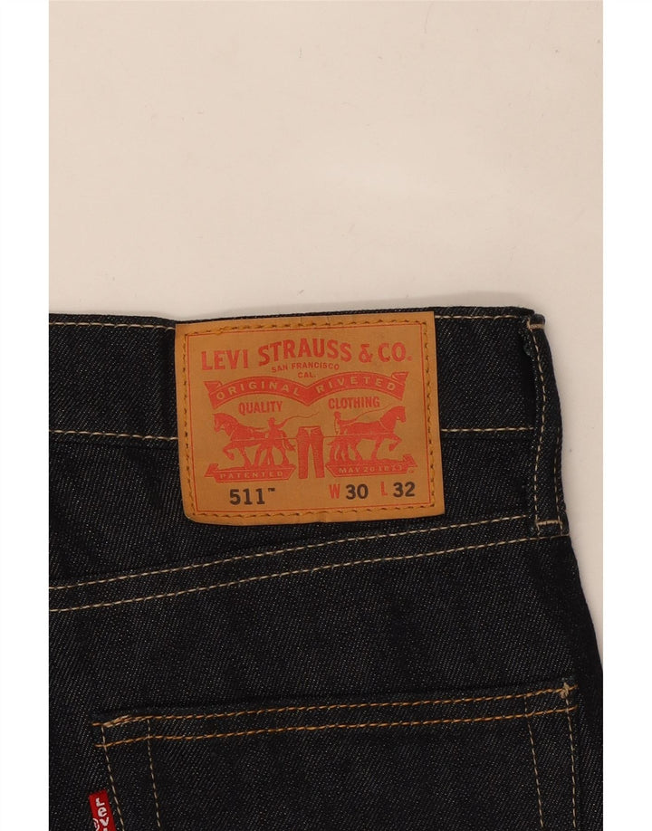 LEVI'S Jeans 511 slim cropped da donna W30 L24 cotone blu navy