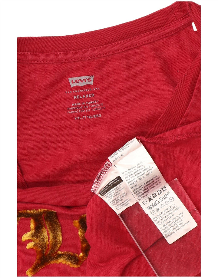 T-shirt grafica rilassata da uomo Levi's Top 2XL in cotone rosso