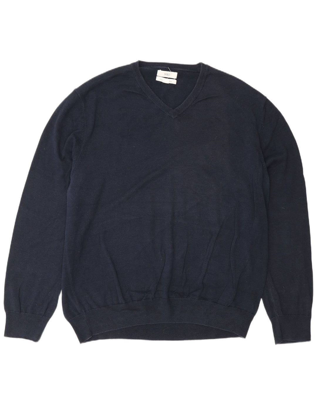 Maglione maglione con scollo a V da uomo Marks & Spencer 2XL cotone blu navy