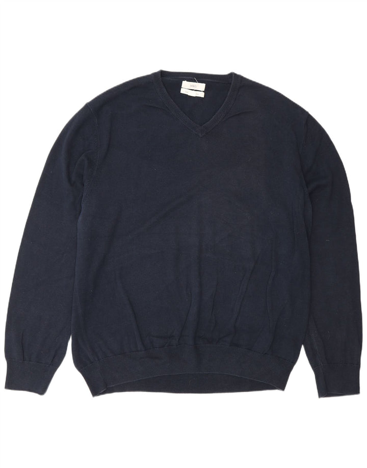Maglione maglione con scollo a V da uomo Marks & Spencer 2XL cotone blu navy