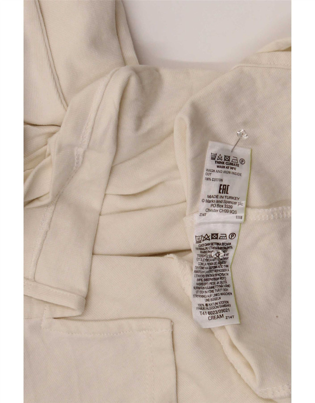 Marks & Spencer Top da donna a maniche lunghe UK 14 Large Bianco Cotone