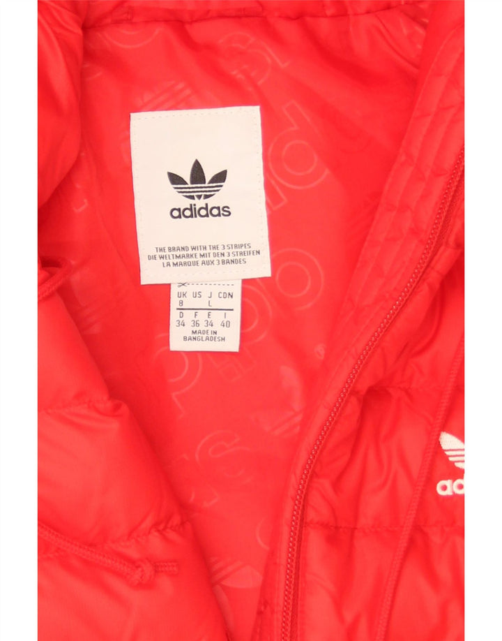 Giacca imbottita con cappuccio da donna Adidas UK 8 Small rossa in poliammide