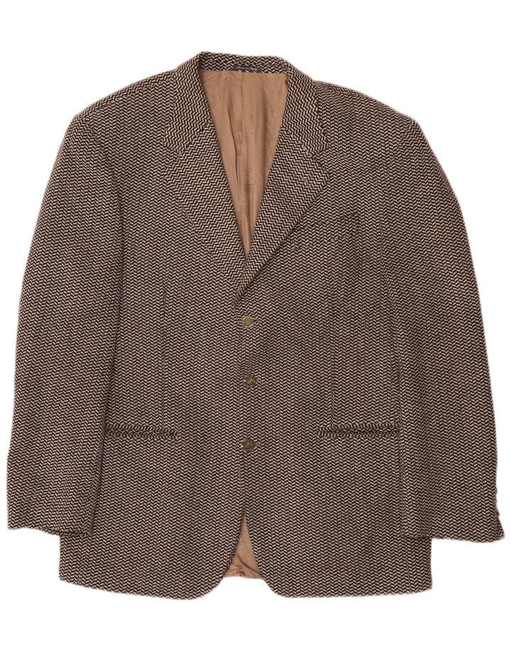 Giacca blazer da uomo a 3 bottoni Ferre IT 52 XL lana a spina di pesce marrone