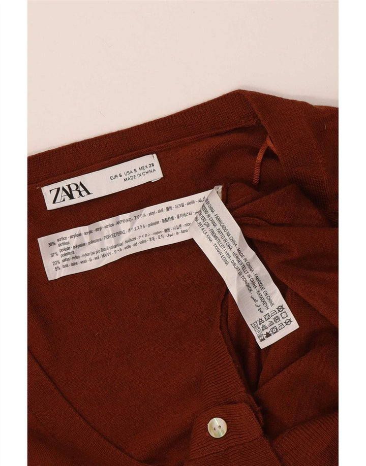 Maglione cardigan da donna Zara UK 10 piccolo acrilico marrone