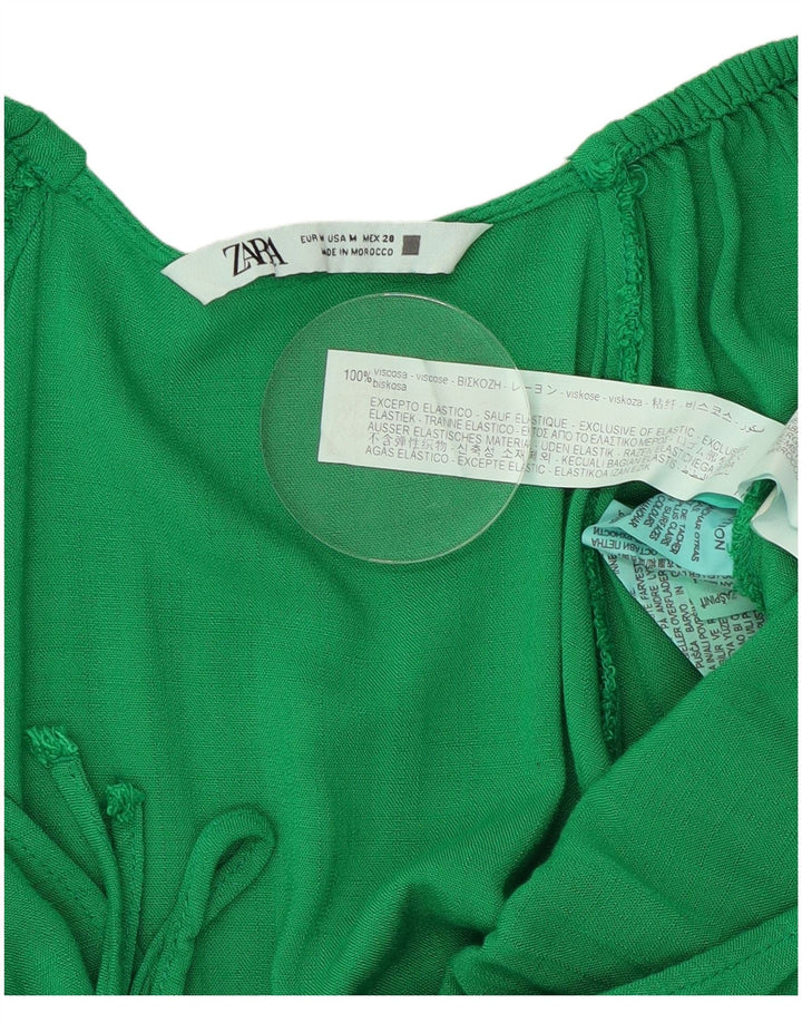Tuta corta da donna con maniche a 3/4 Zara UK 14 Viscosa verde medio