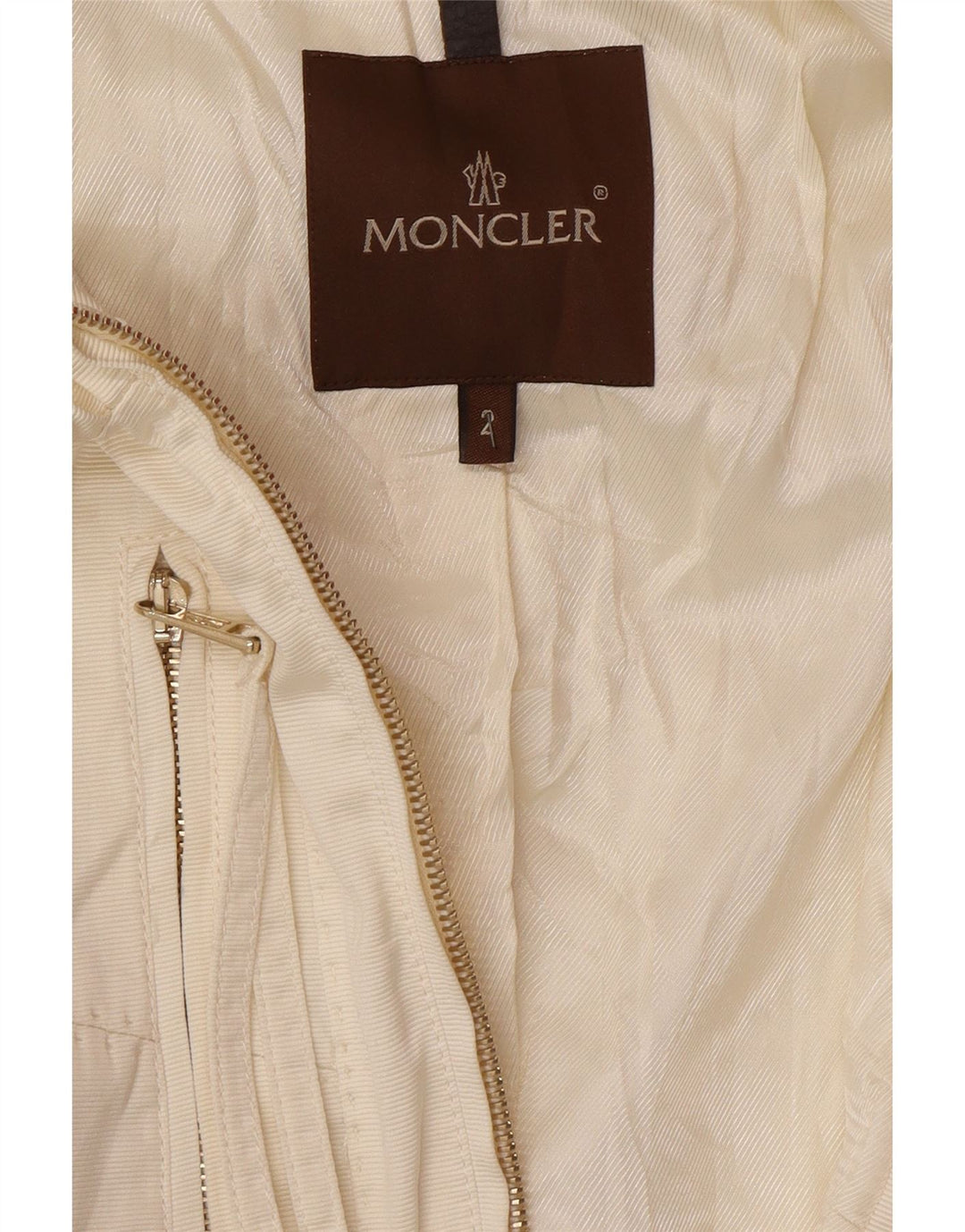 MONCLER Giacca bomber corta da donna taglia 2 media poliestere bianco sporco