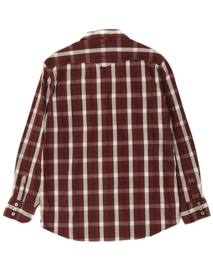 Camicia da uomo Jack & Jones grande in cotone a quadri bordeaux
