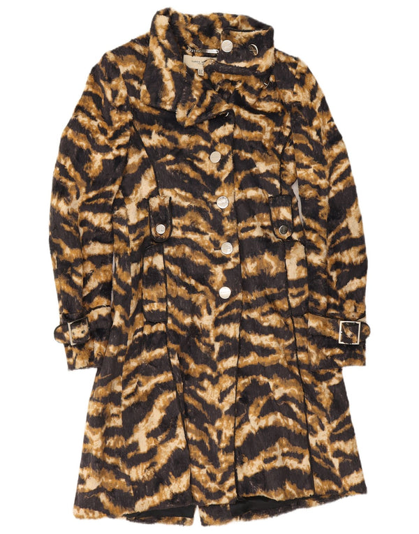 Trench da donna Karen Millen UK 10 Piccolo cotone marrone con stampa animalier