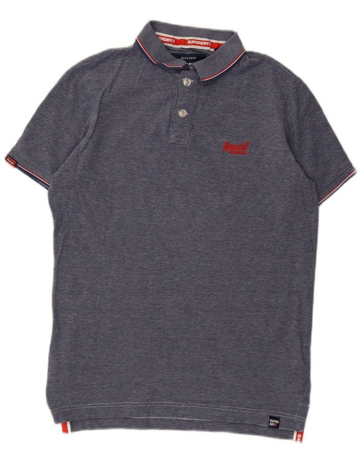 Polo da uomo Superdry in cotone screziato blu medio