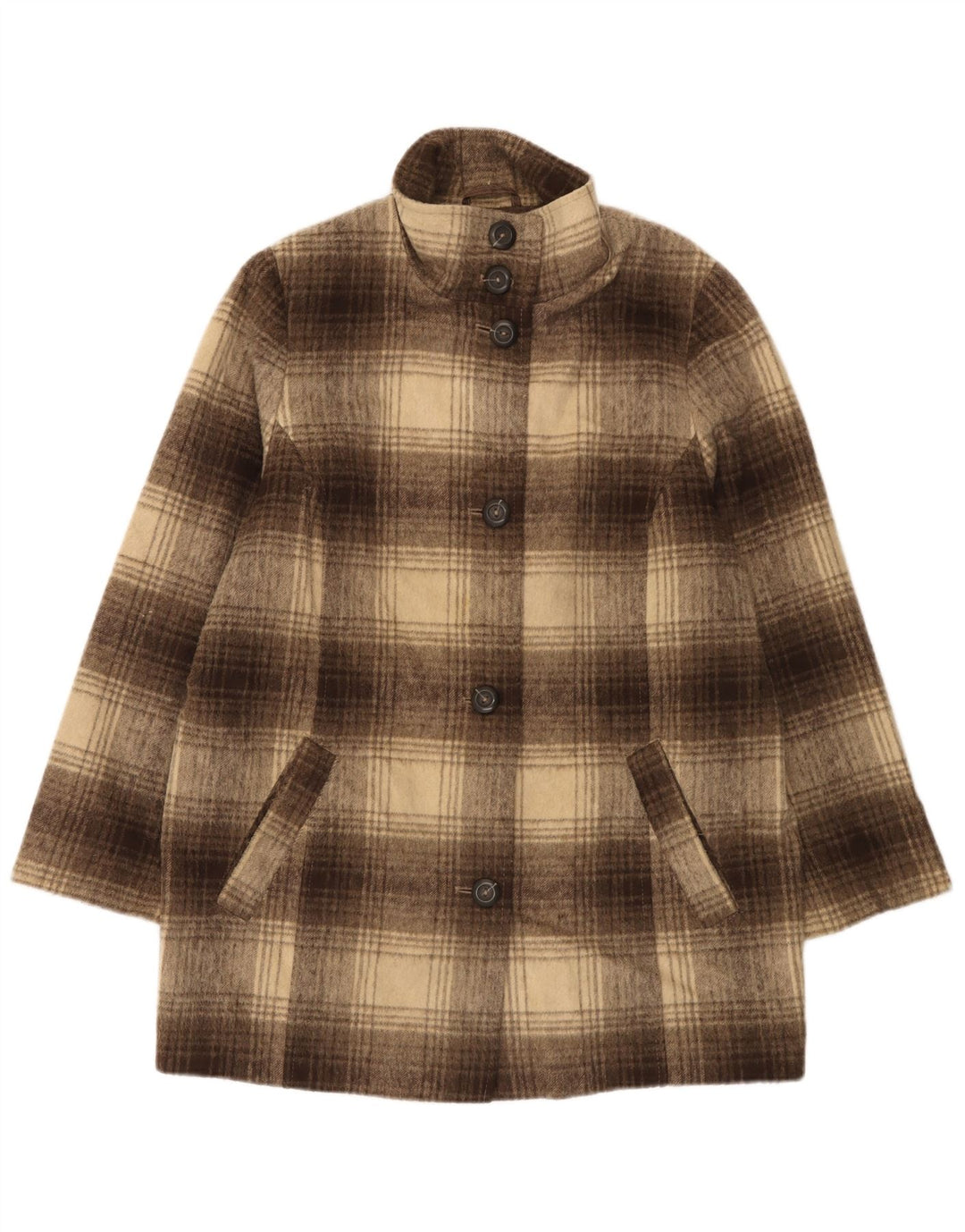 Cappotto da donna Marks & Spencer UK 18 XL Acrilico a quadri marrone