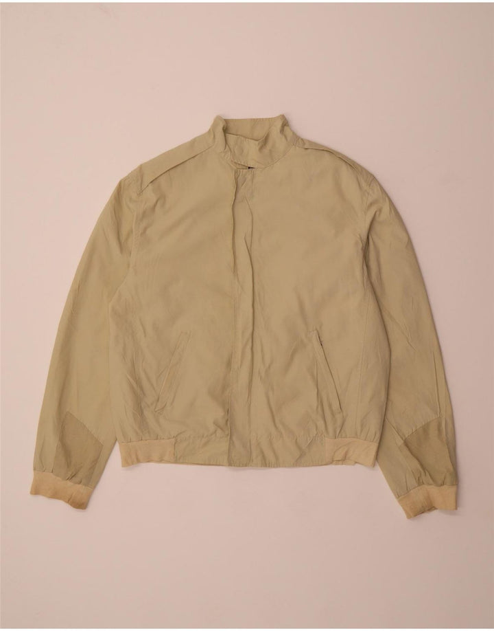 VINTAGE Mens Bomber Jacket UK 38 Medium Beige Nylon