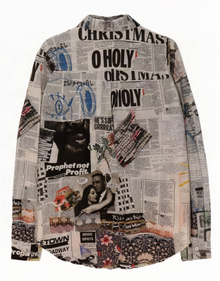 Desigual Camicia da donna con grafica per giornale UK 14 Cotone medio multicolore