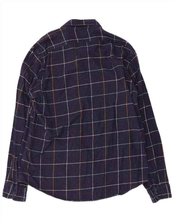 J. Crew Camicia da uomo in flanella di cotone a quadri blu navy grande