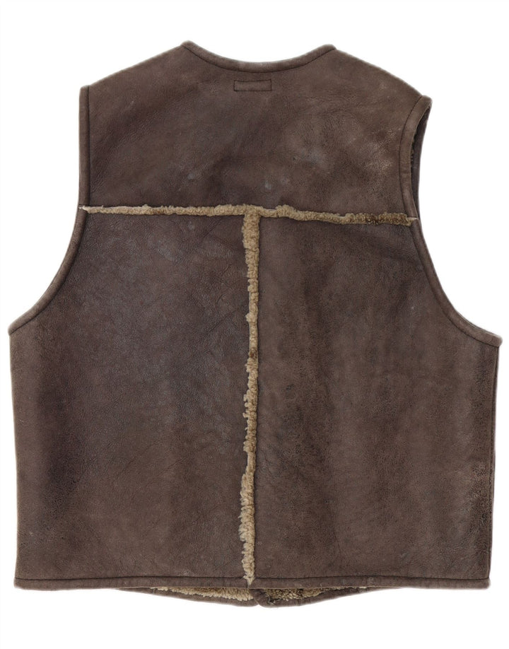 Gilet chiuso da uomo in shearling XL Marrone