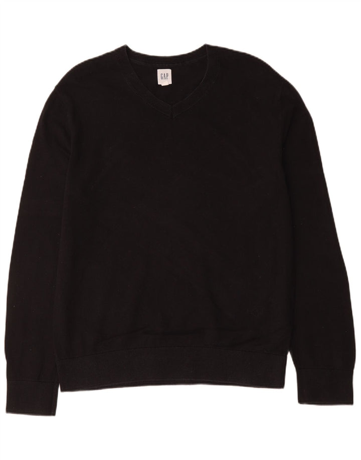 Gap Maglione da uomo con scollo a V grande in cotone nero