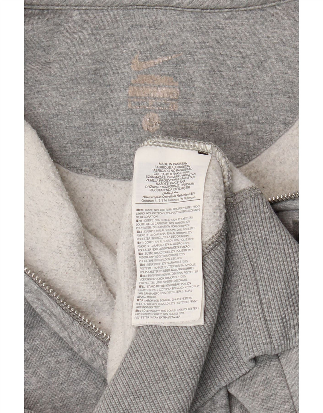Felpa con cappuccio e zip grafica Nike da uomo piccola in cotone grigio