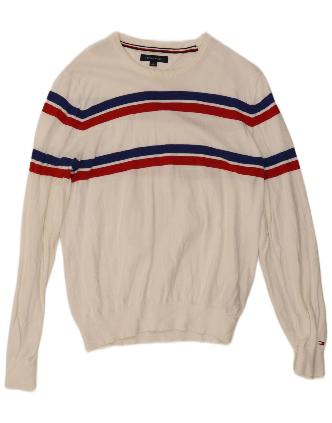 Maglione maglione girocollo da uomo Tommy Hilfiger color block bianco medio