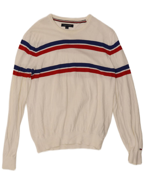Maglione maglione girocollo da uomo Tommy Hilfiger color block bianco medio