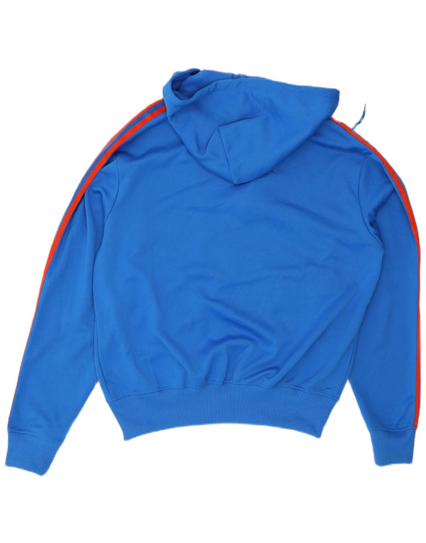 Maglione con cappuccio e zip da uomo Adidas grande in poliestere blu
