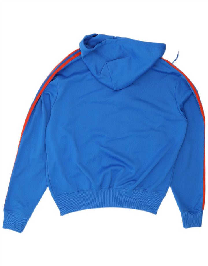 Maglione con cappuccio e zip da uomo Adidas grande in poliestere blu