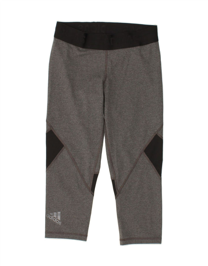 ADIDAS Womens Climacool Capri Leggings UK 12 Medium Grey Colourblock Vintage Adidas and Second-Hand Adidas from Messina Hembry 