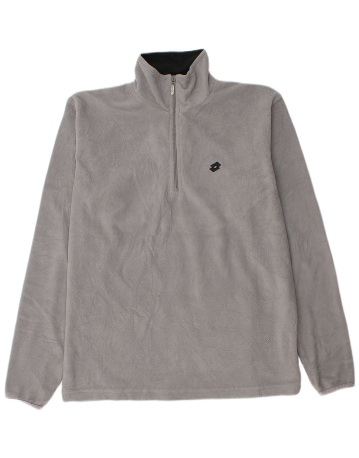 Maglione in pile da uomo Lotto con zip e collo grande in poliestere grigio