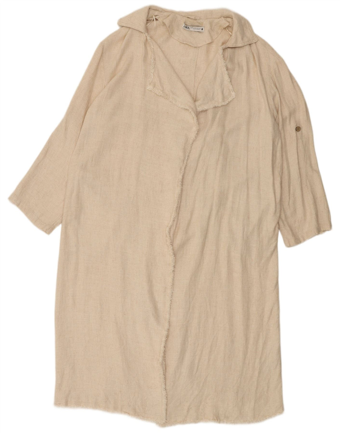 Cappotto aperto oversize da donna Zara UK 14 Viscosa bianco sporco medio