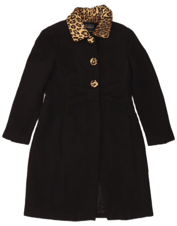 Cappotto Donna Luisa Spagnoli IT 44 Medio Nero Lana Vergine Stampa Animalier