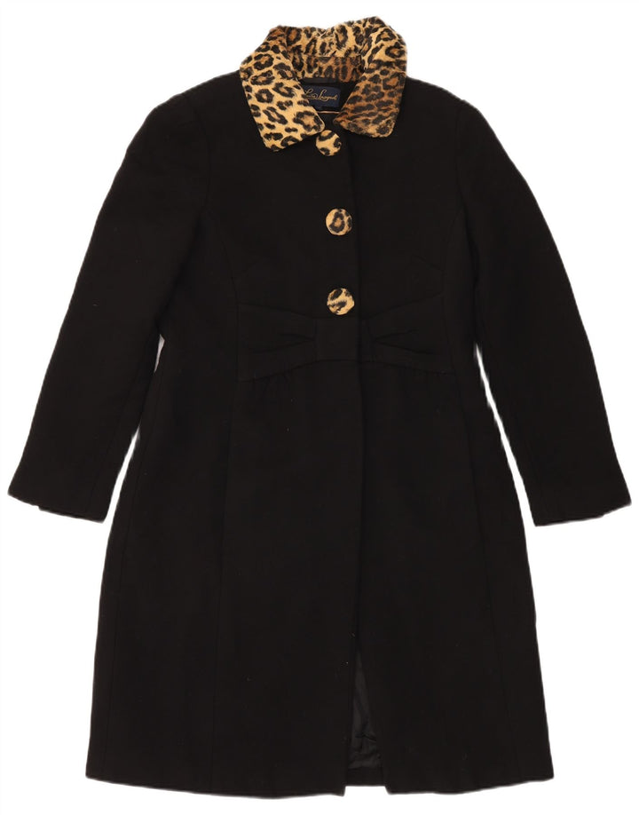 Cappotto Donna Luisa Spagnoli IT 44 Medio Nero Lana Vergine Stampa Animalier
