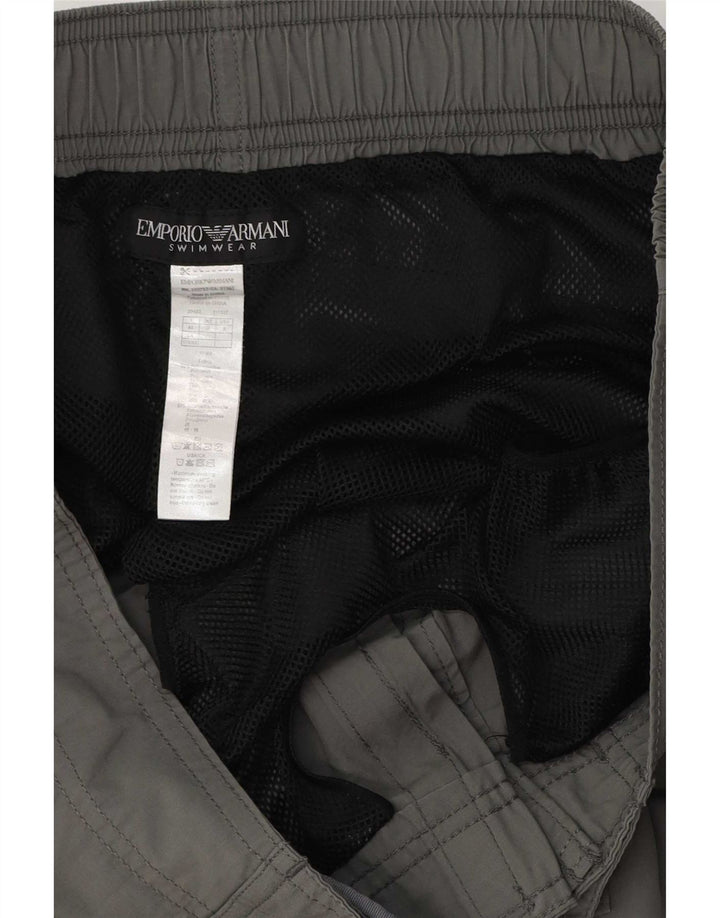 Pantaloncini da bagno grafici da uomo Emporio Armani grandi in poliestere grigio