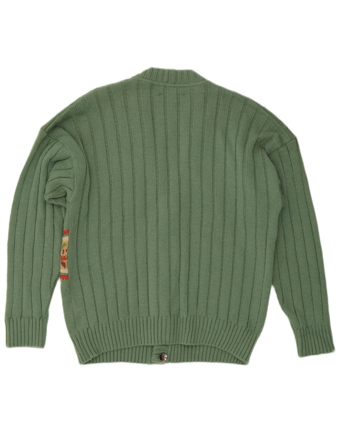 Maglione cardigan da uomo VINTAGE IT 50 Lana geometrica verde medio