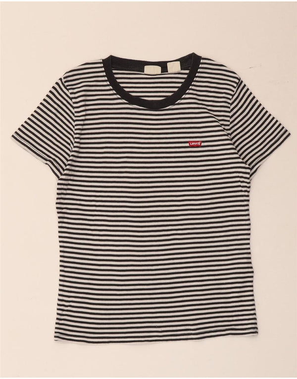 T-shirt da donna Levi's Top UK 10 piccola in cotone gessato nero