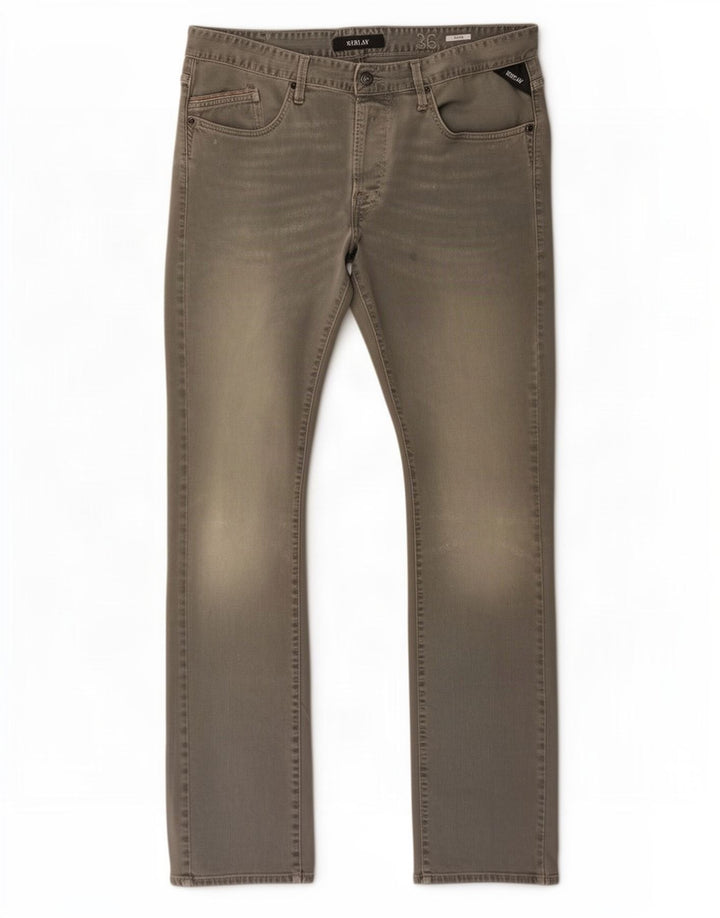Replay Jeans Waitom Slim da Uomo W36 L36 Cotone Grigio