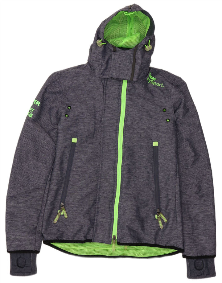 Giacca a vento con cappuccio da donna Superdry UK 14 nylon blu navy medio