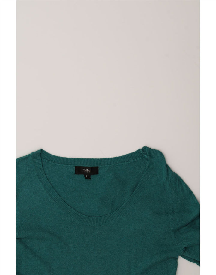 MOSSIMO Womens Boat Neck Jumper Sweater UK 16 Large Green Nylon Vintage Mossimo and Second-Hand Mossimo from Messina Hembry 