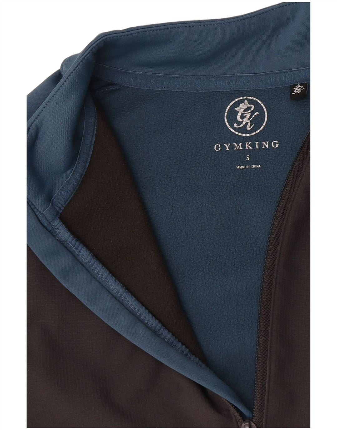 Felpa da uomo con collo con zip Gym King, maglione piccolo blu a blocchi di colore